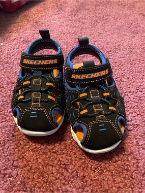 Skechers Black, Orange & Blue Kids Closed-Toe Sport Sandals